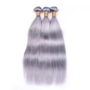 Grey Straight Remy Human Hair Weave Bundles Colored Hair Weft XTHW-36