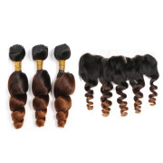 #T 1B/4/30 Loose Wave Ombre Colored Hair Weaves With Lace Frontal 13X4 JCXT-438