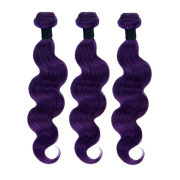 Dark Purple Body Wave Remy Human Hair Weave Bundles Colored Hair Weft XTHW-169