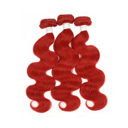 Dark Red Body Wave Remy Human Hair Weave Bundles Colored Hair Weft XTHW-184
