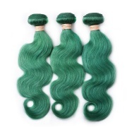 Green Body Wave Remy Human Hair Weave Bundles Colored Hair Weft XTHW-173