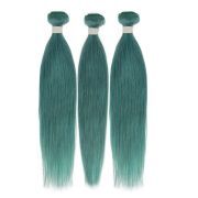 Green Straight Remy Human Hair Weft Colored Hair Weave Bundles XTHW-172