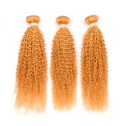 Orange Kinky Curly Remy Human Hair Weave Bundles Colored Hair Weft XTHW-164