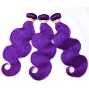 Purple Body Wave Remy Human Hair Weave Bundles Colored Hair Weft XTHW-167