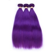 Purple Straight Remy Human Hair Weave Bundles Colored Hair Weft XTHW-166