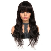 Body Wave Natural Black Remy Human Hair Wigs Lace Front Full Lace Wigs With Bangs SLD-13