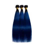 #T 1B/Dark Blue Straight Two Tone Hair Bundles Remy Human Hair Weft XTHW-198