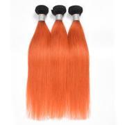 #T 1B/Orange Straight Two Tone Hair Bundles Remy Human Hair Weft XTHW-209