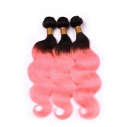 #T 1B/Pink Body Wave Two Tone Hair Bundles Remy Human Hair Weft XTHW-187