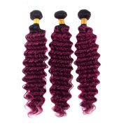 #T 1B/Purple Deep Wave Two Tone Hair Bundles Remy Human Hair Weft XTHW-202