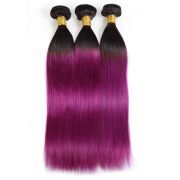 #T 1B/Purple Straight Two Tone Hair Bundles Remy Human Hair Weft XTHW-200