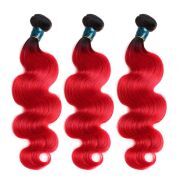 #T 1B/Red Body Wave Two Tone Hair Bundles Remy Human Hair Weft XTHW-193