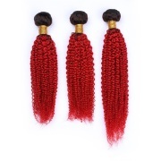 #T 1B/Red Kinky Curly Two Tone Hair Bundles Remy Human Hair Weft XTHW-197