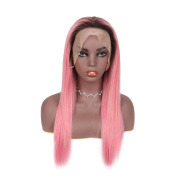 #T 1B/Pink Straight Ombre Wigs Remy Human Hair Lace Front Full Lace Wigs SLD-57