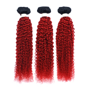 #T 1B/Dark Red Kinky Curly Two Tone Hair Bundles Remy Human Hair Weft XTHW-226