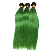 #T 1B/Emerald Green Straight Two Tone Hair Bundles Remy Human Hair Weft XTHW-211