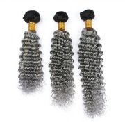 #T 1B/Grey Deep Wave Two Tone Hair Bundles Remy Human Hair Weft XTHW-224