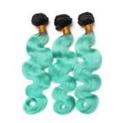 #T 1B/Mint Green Body Wave Two Tone Hair Bundles Remy Human Hair Weft XTHW-216