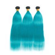 #T 1B/Peacock Blue Straight Two Tone Hair Bundles Remy Human Hair Weft XTHW-221