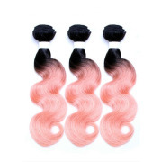 #T 1B/Pink Body Wave Two Tone Hair Bundles Remy Human Hair Weft XTHW-190