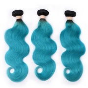 #T 1B/Turquoise Blue Body Wave Two Tone Hair Bundles Remy Human Hair Weft XTHW-218