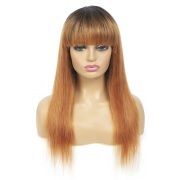 #T 1B/30 Medium Auburn Straight Ombre Wigs Remy Human Hair Lace Front Full Lace Wigs SLD-72