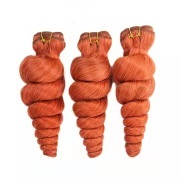 Orange Red Loose Wave Remy Human Hair Weave Bundles Colored Hair Weft XTHW-255