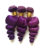 Purple Loose Wave Remy Human Hair Weave Bundles Colored Hair Weft XTHW-254