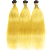 #T 1B/Yellow Straight Two Tone Hair Bundles Remy Human Hair Weft XTHW-260