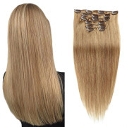 #10 Gold Brown Straight Clip In Hair Extensions Remy Human Hair Clip-ins Extension SLDCLIP-07