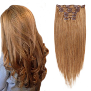#12 Light Gold Brown Straight Clip In Hair Extensions Remy Human Hair Clip-ins Extension SLDCLIP-08
