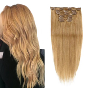 #27 Honey Blonde Straight Clip In Hair Extensions Remy Human Hair Clip-ins Extension SLDCLIP-11
