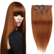 #30 Medium Auburn Straight Clip In Hair Extensions Remy Human Hair Clip-ins Extension SLDCLIP-12