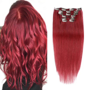 Burgundy Straight Clip In Hair Extensions Remy Human Hair Clip-ins Extension SLDCLIP-17