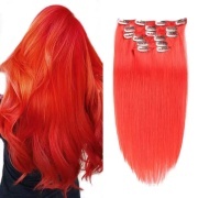 Red Straight Clip In Hair Extensions Remy Human Hair Clip-ins Extension SLDCLIP-20