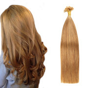 #12 Light Gold Brown Straight U Tip Extensions Remy Human Hair Nail Tip Bonded Extension SLDUT-08