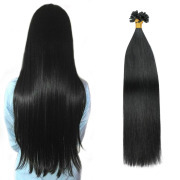 #1 Jet Black Straight U Tip Extensions Remy Human Hair Nail Tip Bonded Extension SLDUT-01