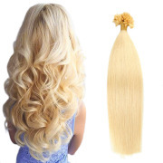 #24 Gold Blonde Straight U Tip Extensions Remy Human Hair Nail Tip Bonded Extension SLDUT-10