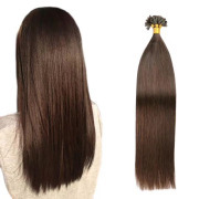 #2 Dark Brown Straight U Tip Extensions Remy Human Hair Nail Tip Bonded Extension SLDUT-03