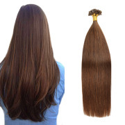 #4 Medium Brown Straight U Tip Extensions Remy Human Hair Nail Tip Bonded Extension SLDUT-04