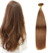 #6 Light Brown Straight U Tip Extensions Remy Human Hair Nail Tip Bonded Extension SLDUT-05