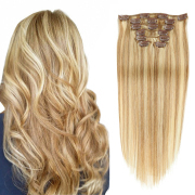 #P27/613 Straight Clip In Hair Extensions Remy Human Hair Clip-ins Extension SLDCLIP-28