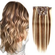 #P6/613 Straight Clip In Hair Extensions Remy Human Hair Clip-ins Extension SLDCLIP-24