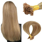 #10 Gold Brown Straight I Tip Hair Extensions Remy Human Hair Stick Tip Bonded Extension SLDIT-07