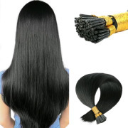 #1 Jet Black Straight I Tip Hair Extensions Remy Human Hair Stick Tip Bonded Extension SLDIT-01