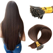 #2 Dark Brown Straight I Tip Hair Extensions Remy Human Hair Stick Tip Bonded Extension SLDIT-03
