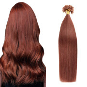 #33 Dark Auburn Straight U Tip Extensions Remy Human Hair Nail Tip Bonded Extension SLDUT-13