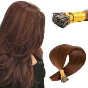 #4 Medium Brown Straight I Tip Hair Extensions Remy Human Hair Stick Tip Bonded Extension SLDIT-04