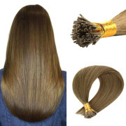#8 Ash Brown Straight I Tip Hair Extensions Remy Human Hair Stick Tip Bonded Extension SLDIT-06