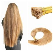 #12 Light Gold Brown Straight I Tip Hair Extensions Remy Human Hair Stick Tip Bonded Extension SLDIT-08